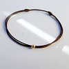 Brass Round Ball Polyester Cord Braided Bracelets QR8302-1-1