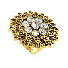 Vintage Flower Middle Eastern Style Zinc Alloy with Rhinestone Finger Rings TH0297-1-2