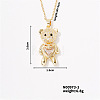 Fashionable Brass Pave Light Peach Rhinestone Cable Chain Heart Bear Pendant Necklaces for Women XK4018-1-1