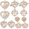 12Pcs 6 Style Valentine's Day Brass Micro Pave Cubic Zirconia Pendants KK-SC0003-16-1