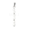 Faceted Round Natural Quartz Crystal & Howlite & Rainbow Moonstone Beaded Pendants PALLOY-JF03529-05-1