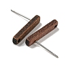 Walnut Wooden Stud Earrings Findings X-EJEW-B060-02A-2