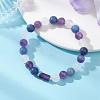 Natural Amethyst & Quartz Crystal & Blue Aventurine Beads Stretch Bracelets for Women BJEW-TA00704-02-1