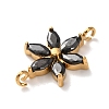 304 Stainless Steel Pave Cubic Zirconia Flower Links Connector Charms STAS-T026-03C-01G-2
