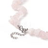 Natural Rose Quartz Chip Beaded Necklaces with 304 Stainless Steel Lobster Claw Clasp & Chain Extender NJEW-JN04225-01-3