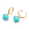 Enamel Heart Dangle Hoop Earrings EJEW-T018-01B-1