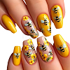 Bees Pattern Plastic Full Cover Press On False Nails MRMJ-CP0001-73-8