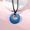 Ring Natural & Synthetic Mixed Gemstone Pendant Black Waxed Cord Adjustable Necklaces NJEW-G169-02-4