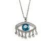 Cute Eye Brass Clear Cubic Zirconia Pendant Necklaces SU9142-1-3