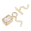 Brass Micro Pave Clear Cubic Zirconia Chain Extender X-KK-R133-056-NF-3