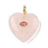 Natural Rose Quartz Pendants X-G-P585-03G-09-1