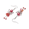 Angel Glass Pearl & 304 Stainless Steel Dangle Earrings for Women EJEW-JE05907-5