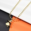 Brass Black Enamel Halloween Ghost Pendant Necklaces NJEW-B135-01A-G-3