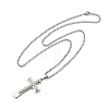 304 Stainless Steel Clear Cubic Zirconia Religion Cross Pendant Box Chain Necklaces for Men NJEW-S387-06P-4