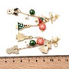 Christmas Theme Alloy Enamel Dangle Stud Earrings EJEW-TA00688-2