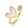 Natural Shell Heart Open Cuff Ring with Cubic Zirconia KK-A180-46G-3