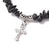 Natural Obsidian Chip Beaded Stretch Bracelets BJEW-JB12316-02-3