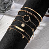 6Pcs Alloy Link & Charm Anklets WG853BB-03-2