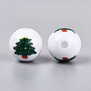 Christmas Printed Opaque Acrylic Round Beads OACR-T029-08F-3