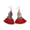 FireBrick Enamel Geometry with Tassels Dangle Earrings EJEW-E267-06RC-03-2