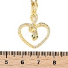 Brass Micro Pave Clear Cubic Zirconia Heart Snake Pendants Necklaces NJEW-K280-04G-3