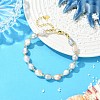 Natural Cultured Freshwater Pearl & Brass Beaded Bracelets for Women BJEW-JB13745-1