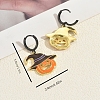 Cute Halloween Brass Enamel Pumpkin Hoop Earrings FC3379-2