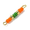 3Pcs Glass Seed Beads & Brass Rondelle Beaded Connector Charms PALLOY-JF03294-03-4