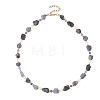 Raw Rough Natural Tanzanite & Faceted Rondelle Dyed Purple Malaysia Jade & Pearl Beaded Necklaces for Women NJEW-JN06589-3