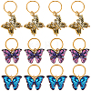 15Pcs 3 Styles Butterfly Printed Alloy Braiding Hair Pendant Decoration Clips OHAR-BM0001-04-1