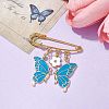Butterfly & Flower Charm Alloy Enamel Brooches for Women JEWB-BR00144-04-2