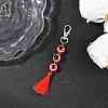 Resin Evil Eye Round Bead & Polyester Tassel Pendant Decorations HJEW-JM04165-02-1