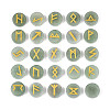 Brass Elder Futhark Alphabet Engraved Symbol Flat Round Natural Green Aventurine Rune Stones G-I373-01I-1