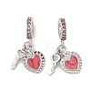 Rack Plating Alloy Light Rose Rhinestone European Dangle Charms FIND-C055-27P-04-1