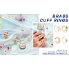 Cheriswelry 4Pcs 4 Style Snake & Smiling Face & Star Brass Cuff Rings for Her RJEW-CW0001-01-16