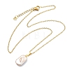 Natural Baroque Keshi Pearl Rectangle Pendant 304 Stainless Steel Cable Chain Necklaces for Women NJEW-JN06136-4