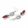 Synthetic Goldstone Bullet with Sun Dangle Earrings EJEW-I276-01P-01-4