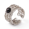 Hollow Natural Obsidian Cuff Rings KK-G273-08P-2