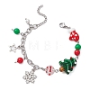 Christmas Theme Handmade Lampwoke and Alloy Snowflake Charms Bracelets BJEW-TA00561-1