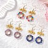 3 Pairs Bowknot with Ring Dyed & Heated Natural Agate Dangle Earrings EJEW-JE06839-2