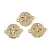 Brass Micro Pave Clear Cubic Zirconia Flat Round Connector Charms KK-A257-06G-1