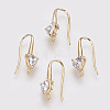 Brass Cubic Zirconia Earring Hooks X-KK-R037-191G-1