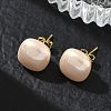 Brass & ABS Plastic Imitation Pearl Stud Earrings for Women PL-CBA760A-03A-G01-1