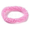 Crochet Glass Beads Braided Stretch Bracelet BJEW-K232-01R-1