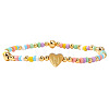 Summer Stainless Steel Heart Alphabet Colorful Glass Seed Beaded Stretch Bracelets for Women JV8929-40-1