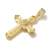 Cross Rack Plating Brass Micro Pave Clear Cubic Zirconia Pendant KK-U019-17G-01-2