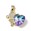 Real 18K Gold Plated Rack Plating Brass Micro Pave Clear Cubic Zirconia Pendants KK-C015-23G-14-1