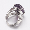 Natural Amethyst Wide Band Finger Rings X-RJEW-K224-A20-2