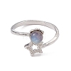 Natural Labradorite Cuff Rings RJEW-G273-05P-01-2