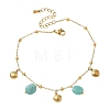 Summer Beach 304 Stainless Steel Shell Shape and Blue Synthetic Gemstone Charm Anklets for Women AJEW-K054-03G-2